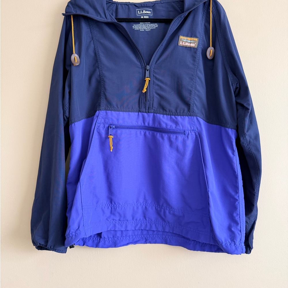 L.L. Bean Navy and Royal Blue Hooded Pullover